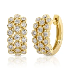 Hot 3 ROW BEZELED DIAMOND HUGGIES Huggies