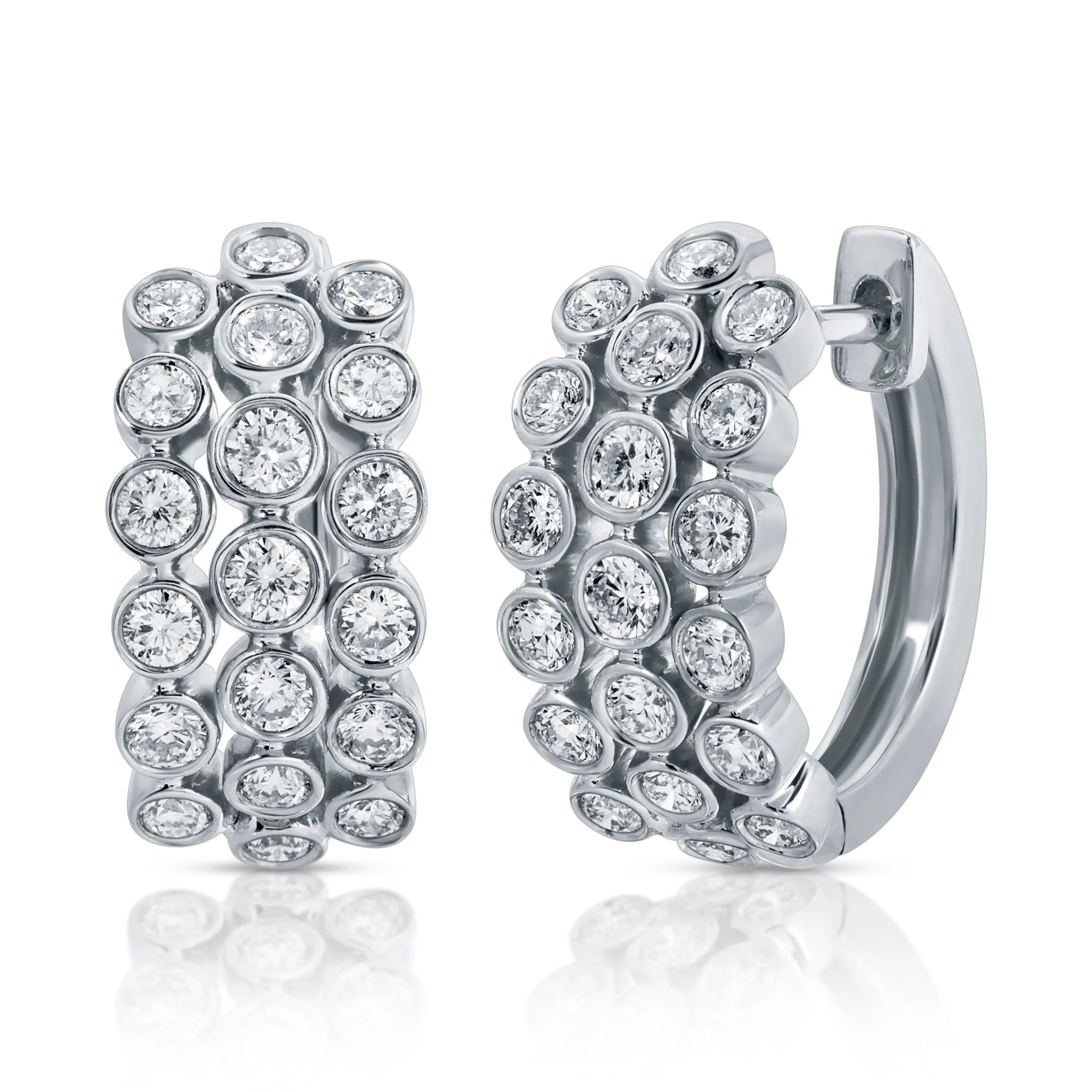 Hot 3 ROW BEZELED DIAMOND HUGGIES Huggies