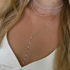 Cheap 11 STONE PEAR DIAMOND LARIAT Lariats