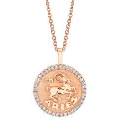Fashion ARIES ZODIAC COIN PENDANT WITH DIAMOND FRAME Pendants|Zodiac Coins