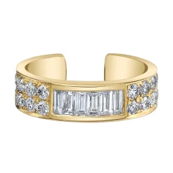 Fashion BAGUETTE AND ROUND DIAMOND EAR CUFF Ear Cuffs