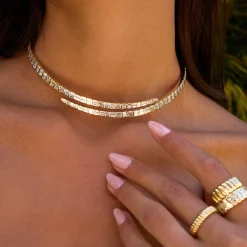 Sale BAGUETTE DIAMOND COIL CHOKER Chokers