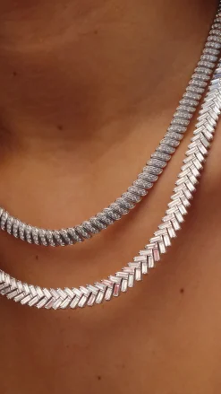Best Sale BAGUETTE DIAMOND ZIPPER CHOKER Chokers