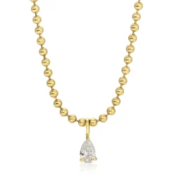 Online BALL CHAIN NECKLACE WITH PEAR DIAMOND PENDANT Pendants