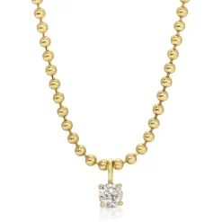 Best Sale BALL CHAIN NECKLACE WITH ROUND DIAMOND PENDANT Pendants