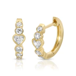 Online BEVERLY HEART AND ROUND BEZELED DIAMOND HUGGIES Huggies