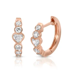 Online BEVERLY HEART AND ROUND BEZELED DIAMOND HUGGIES Huggies