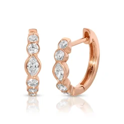 Best BEVERLY MARQUISE AND ROUND BEZELED DIAMOND HUGGIES Huggies