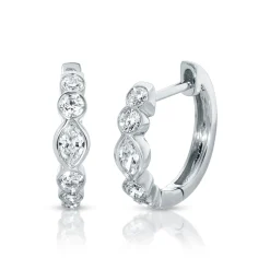 Best BEVERLY MARQUISE AND ROUND BEZELED DIAMOND HUGGIES Huggies