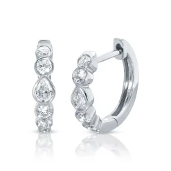 Cheap BEVERLY PEAR AND ROUND BEZELED DIAMOND HUGGIES Huggies