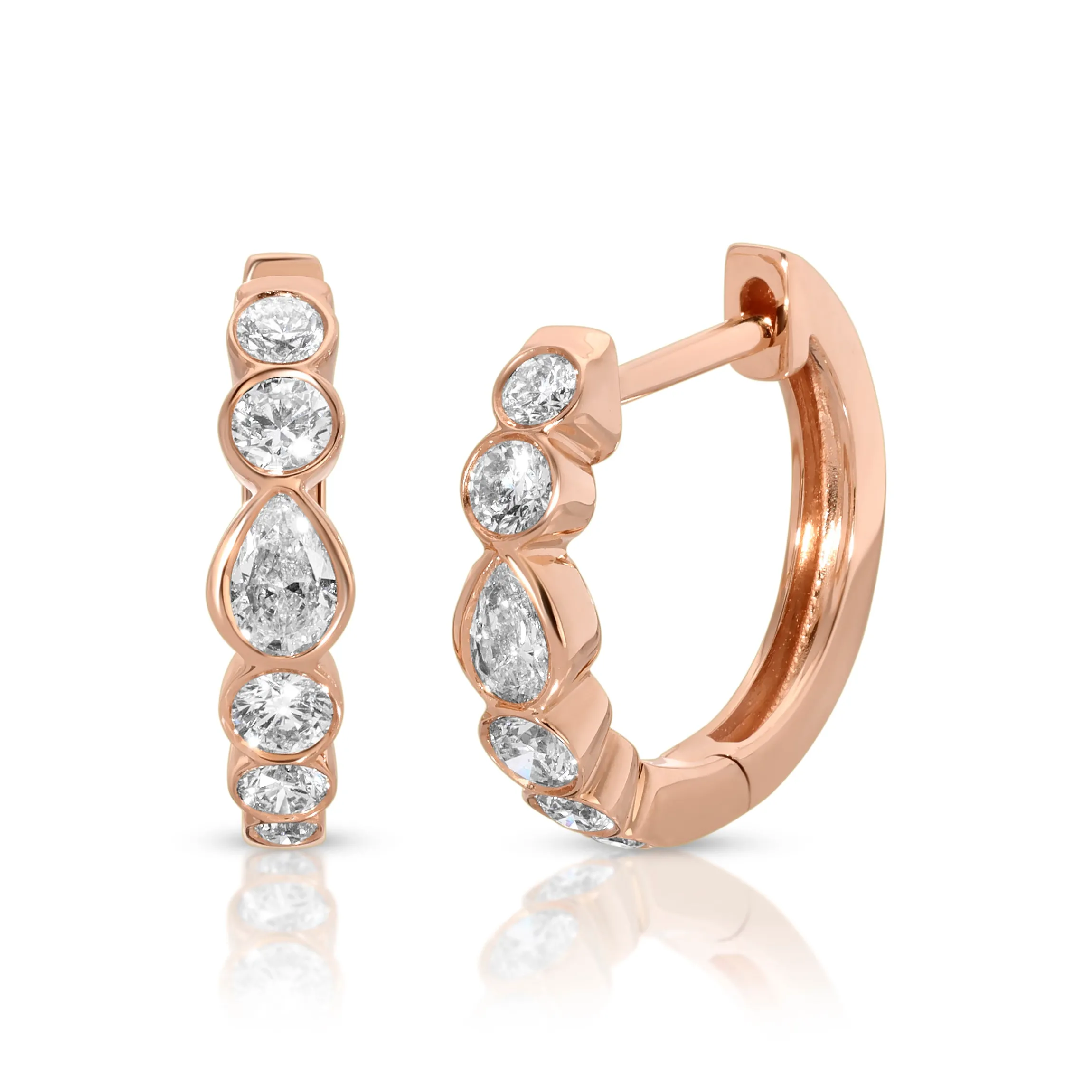 Cheap BEVERLY PEAR AND ROUND BEZELED DIAMOND HUGGIES Huggies