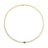 Discount BEZELED DIAMOND HEART CHOKER WITH EMERALD CENTER One Of A Kind