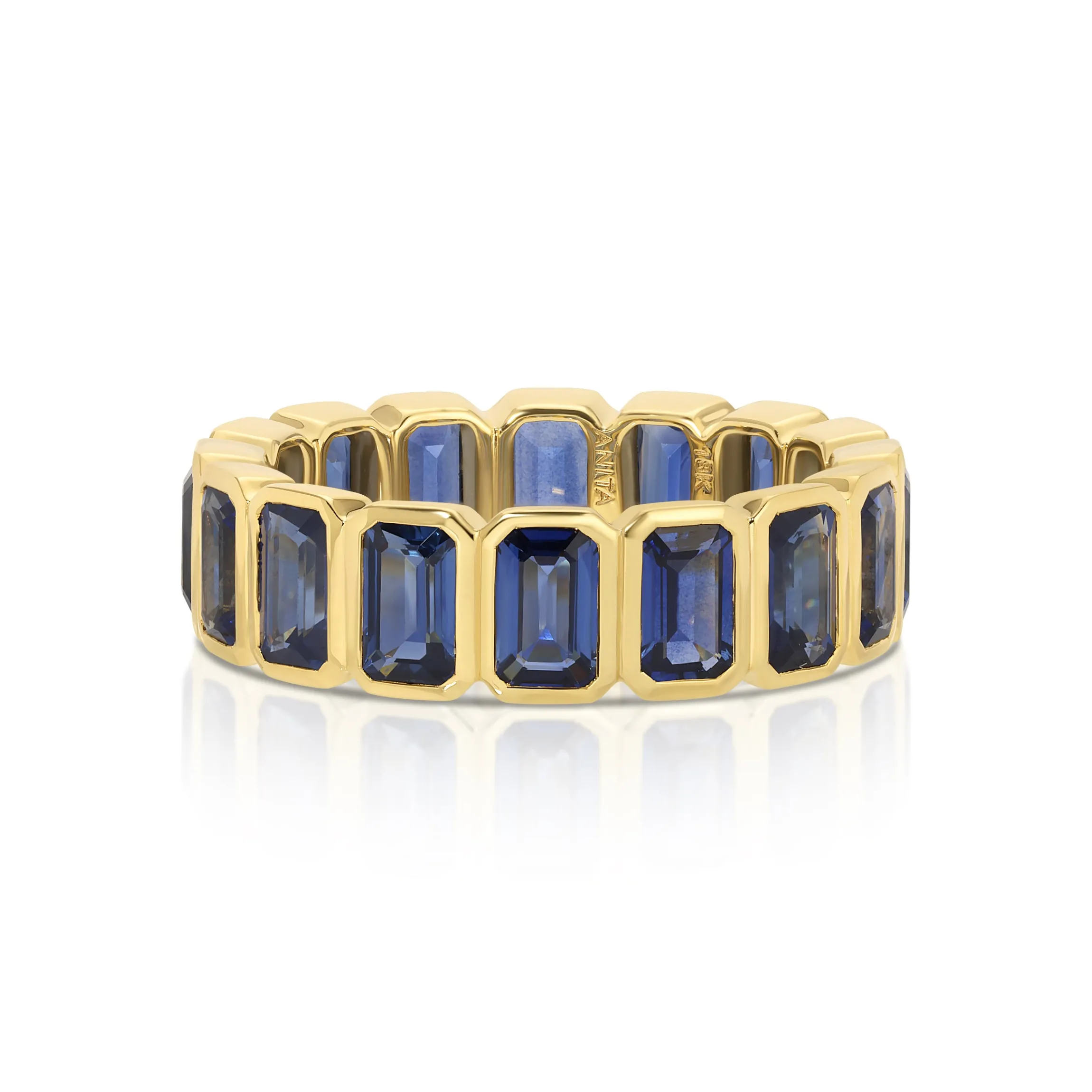 Store BEZELED EMERALD CUT BLUE SAPPHIRE RING Eternity