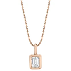 Flash Sale BEZELED EMERALD CUT DIAMOND PENDANT Pendants