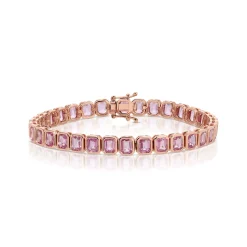 Online BEZELED EMERALD CUT PINK SAPPHIRE BRACELET One Of A Kind