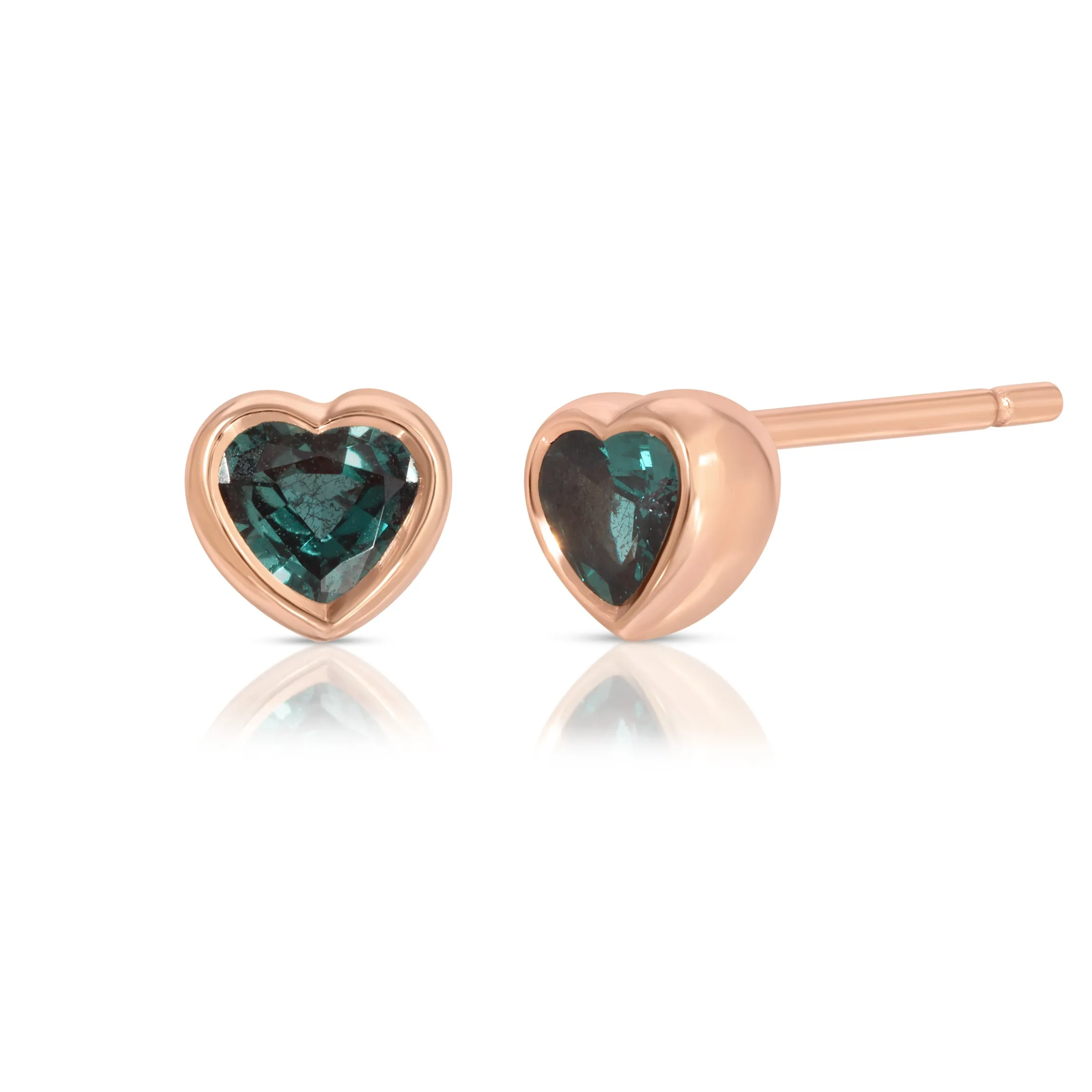 Online BEZELED HEART ALEXANDRITE STUDS One Of A Kind