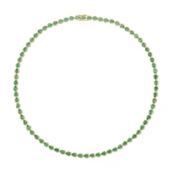 Fashion BEZELED PEAR SHAPED EMERALD CHOKER Chokers
