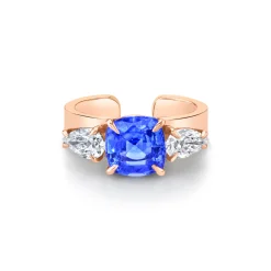 New BLUE SAPPHIRE CUSHION EAR CUFF WITH PEAR DIAMONDS Ear Cuffs