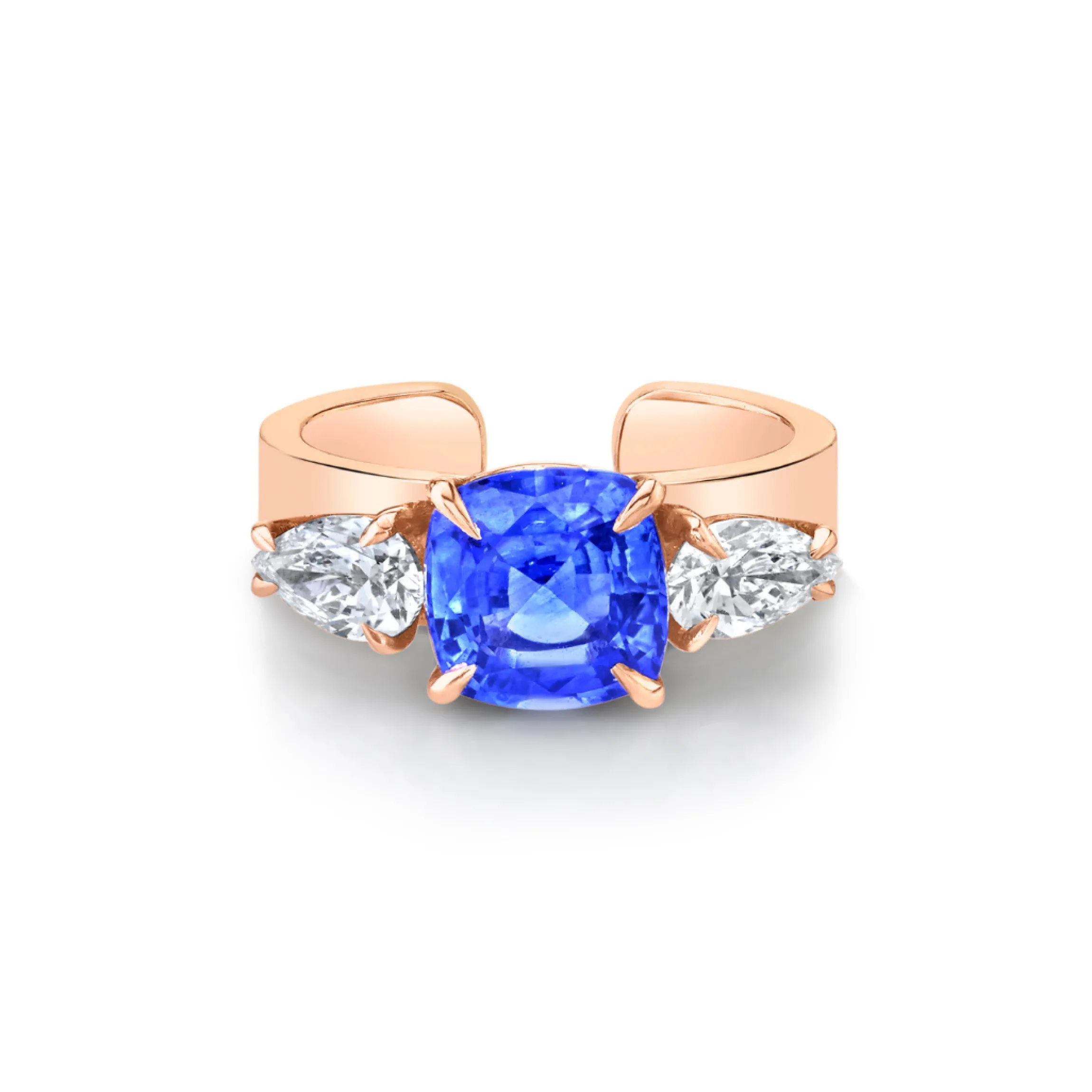 New BLUE SAPPHIRE CUSHION EAR CUFF WITH PEAR DIAMONDS Ear Cuffs