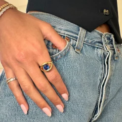 Fashion BLUE SAPPHIRE EYE RING One Of A Kind