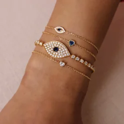 Best Sale BLUE SAPPHIRE HEART CHAIN BRACELET Chain Link