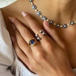 Best Sale BLUE SAPPHIRE PEAR ORBIT RING Stacking|Orbit