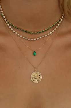 Fashion CAPRICORN ZODIAC COIN PENDANT WITH DIAMOND FRAME Pendants|Zodiac Coins
