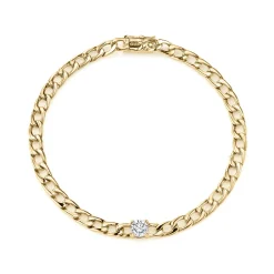 Fashion CHAIN BRACELET WITH ROUND DIAMOND CENTER Chain Link