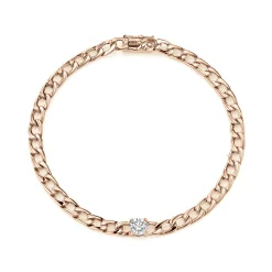 Fashion CHAIN BRACELET WITH ROUND DIAMOND CENTER Chain Link