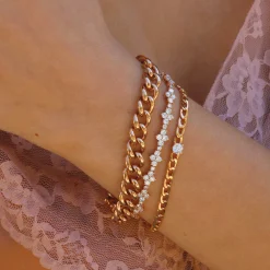 Fashion CHAIN BRACELET WITH ROUND DIAMOND CENTER Chain Link