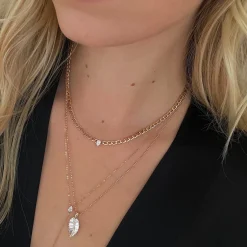 Cheap CHAIN LINK CHOKER WITH PEAR DIAMOND CENTER Chokers