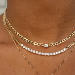 Store CHAIN LINK CHOKER WITH ROUND DIAMOND CENTER Chokers