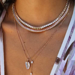 Clearance CLASSIC PALM LEAF DIAMOND NECKLACE Pendants