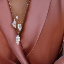 Clearance CLASSIC PALM LEAF DIAMOND NECKLACE Pendants