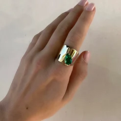 Best COLOMBIAN PEAR EMERALD GALAXY RING One Of A Kind