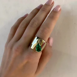 Best COLOMBIAN PEAR EMERALD GALAXY RING One Of A Kind