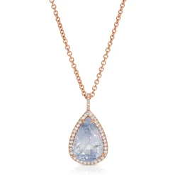 Shop 6.65CT LIGHT BLUE SAPPHIRE PEAR PENDANT WITH DIAMOND HALO AND BAIL One Of A Kind