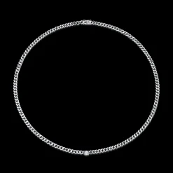Cheap CUBAN LINK NECKLACE WITH ROUND DIAMOND CENTER Chokers