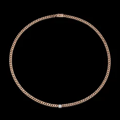 Cheap CUBAN LINK NECKLACE WITH ROUND DIAMOND CENTER Chokers