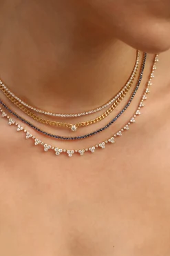 Cheap CUBAN LINK NECKLACE WITH ROUND DIAMOND CENTER Chokers