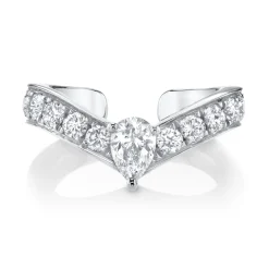 Flash Sale CURVED DIAMOND EAR CUFF WITH PEAR DIAMOND CENTER Ear Cuffs