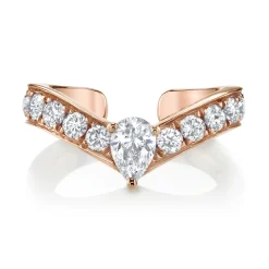 Flash Sale CURVED DIAMOND EAR CUFF WITH PEAR DIAMOND CENTER Ear Cuffs