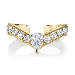 Flash Sale CURVED DIAMOND EAR CUFF WITH PEAR DIAMOND CENTER Ear Cuffs