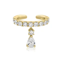 Fashion DAPHNE EAR CUFF WITH PEAR DIAMOND DROP Ear Cuffs