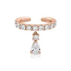 Fashion DAPHNE EAR CUFF WITH PEAR DIAMOND DROP Ear Cuffs