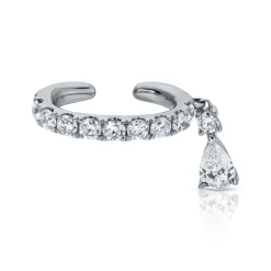 Hot DELILAH EAR CUFF WITH PEAR DIAMOND DROP Ear Cuffs