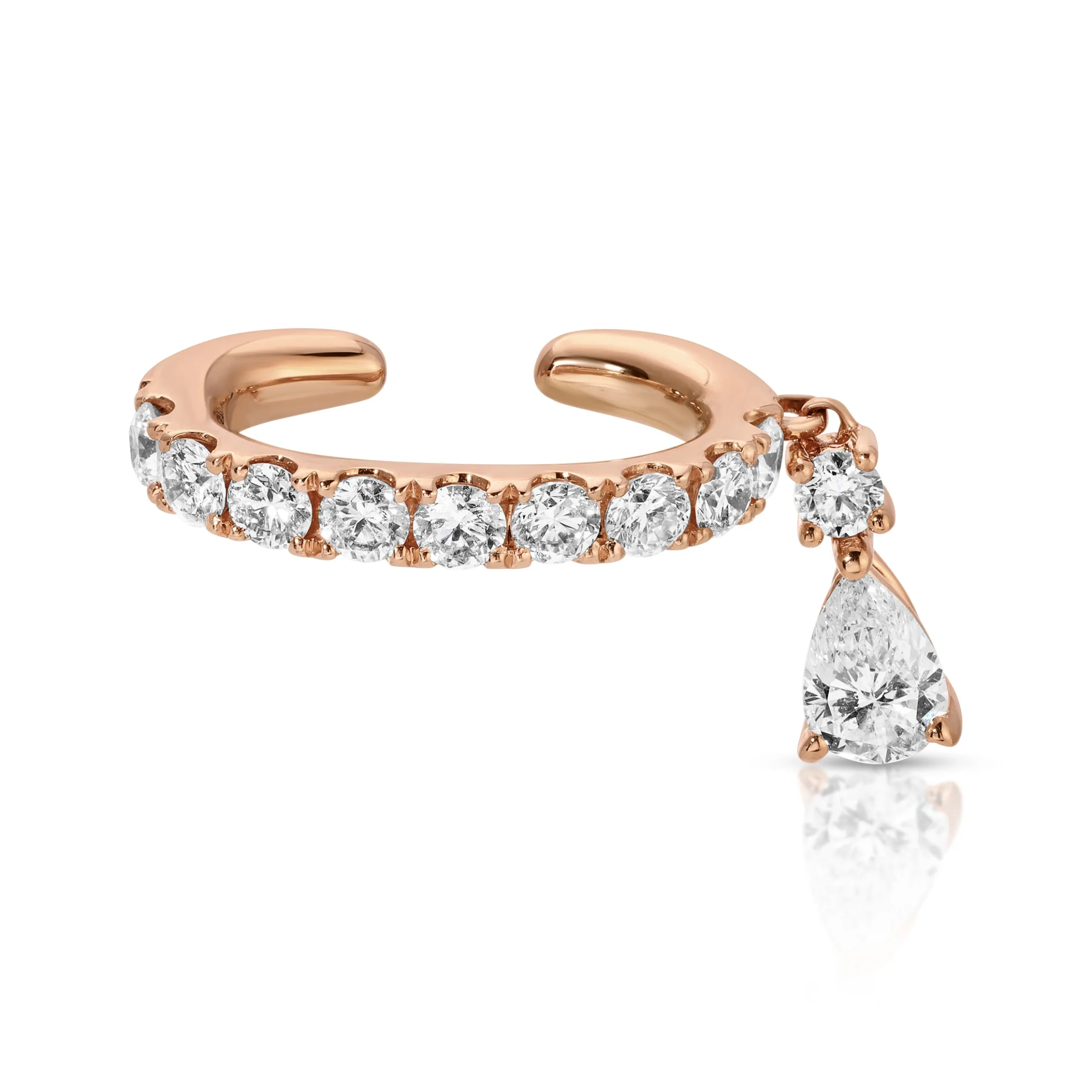 Hot DELILAH EAR CUFF WITH PEAR DIAMOND DROP Ear Cuffs
