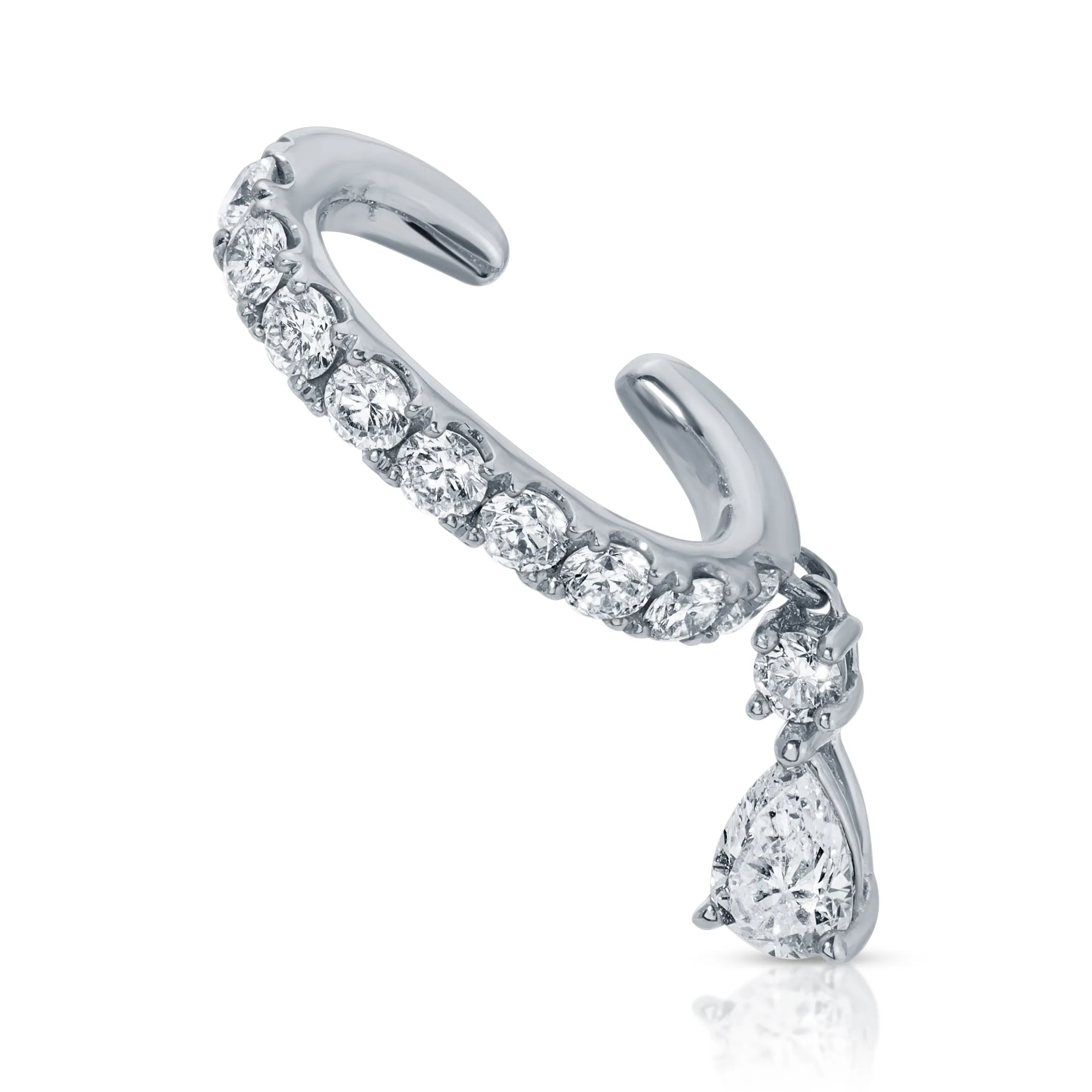 Hot DELILAH EAR CUFF WITH PEAR DIAMOND DROP Ear Cuffs