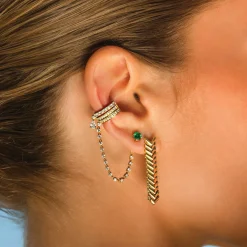 Hot DELILAH EAR CUFF WITH PEAR DIAMOND DROP Ear Cuffs
