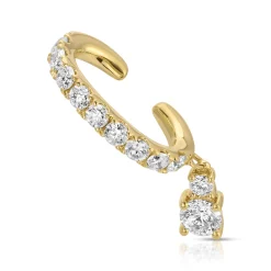 Best Sale DELILAH EAR CUFF WITH ROUND DIAMOND DROP Ear Cuffs